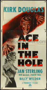 5b0402 ACE IN THE HOLE 3sh 1951 Billy Wilder, great art of Kirk Douglas, sexy Jan Sterling, rare!