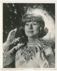 5b0107 AGNES MOOREHEAD signed TV 8x10 still 1968 she was Endora of Bewitched over galaxy background!