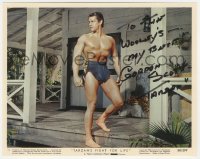 5b0130 GORDON SCOTT signed color 8x10 still 1958 barechested close up in Tarzan's Fight For Life!