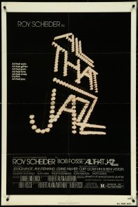 5b0915 ALL THAT JAZZ 1sh 1979 Roy Scheider, Jessica Lange, Bob Fosse musical, title in lights!
