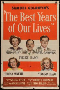 5b0941 BEST YEARS OF OUR LIVES 1sh 1947 Myrna Loy, Fredric March, Teresa Wright, Mayo, Dana Andrews!
