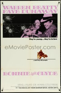 5b0960 BONNIE & CLYDE 1sh 1967 notorious crime duo Warren Beatty & Faye Dunaway, Arthur Penn!