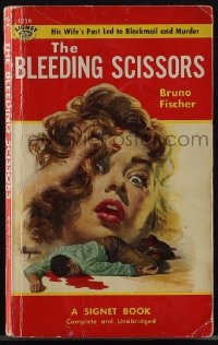 5b1475 BLEEDING SCISSORS paperback book 1955 wife's past led to blackmail and murder, Maguire art!