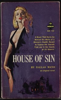 5b0095 HOUSE OF SIN signed paperback book 1961 by author Dallas Mayo, sexy Robert Maguire cover art!