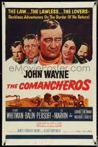 5b0993 COMANCHEROS 1sh 1961 cowboy John Wayne, Stuart Whitman, directed by Michael Curtiz!