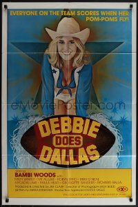 5b1011 DEBBIE DOES DALLAS 25x38 1sh 1978 sexy art of cheerleader Bambi Woods over title football!