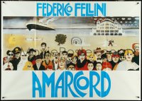 5b0289 AMARCORD Italian 1p R1980s Federico Fellini classic comedy, art by Giuliano Geleng!