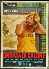 5b0302 DEAD OF SUMMER Italian 1p 1970 artwork of beautiful Jean Seberg wearing only a towel!