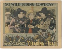 5b0796 CLEARING THE TRAIL LC 1928 bad guys capture Hoot Gibson, 50 Wild Riding Cowboys, ultra rare!
