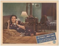 5b0806 DIVORCE LC 1945 great close up of Kay Francis smoking & talking on phone in bed!