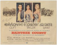 5b0057 RAINTREE COUNTY signed TC 1957 by director Edward Dmytryk, art of Taylor, Clift, Saint!