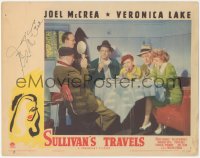 5b0066 SULLIVAN'S TRAVELS signed LC 1941 by Joel McCrea, who's photographed with sexy Veronica Lake!