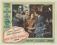 5b0067 SUN ALSO RISES signed LC #6 1957 by Ava Gardner, who's smiling at Tyrone Power by Mel Ferrer!