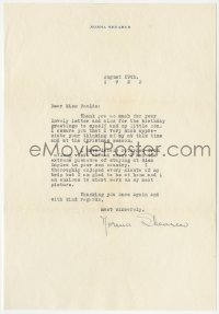 5b0085 NORMA SHEARER signed letter 1933 telling a Scottish fan she visited & loves that country!