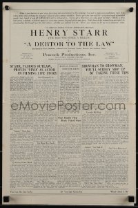 5b0585 DEBTOR TO THE LAW pressbook 1919 real life outlaw Henry Starr, The Man Who Stole a Million!