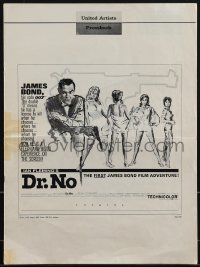 5b0587 DR. NO pressbook 1963 Sean Connery as 1st James Bond, great Al Hirschfeld newspaper ad!