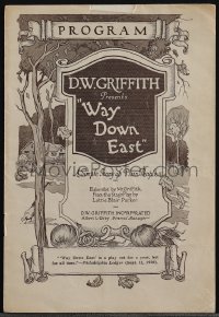 5b1407 WAY DOWN EAST program 1920 D.W. Griffith, Lillian Gish in a simple story of plain people!