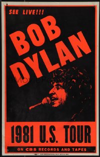5b0223 BOB DYLAN 14x22 music concert poster 1981 see him perform live on his U.S. Tour, very rare!