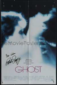 5b0099 GHOST signed mini poster 1990 by Patrick Swayze, classic close up of with sexy Demi Moore!