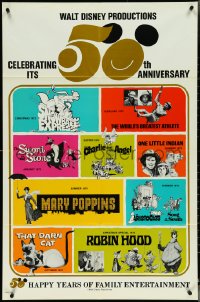 5b1360 WALT DISNEY 50th ANNIVERSARY 1sh 1973 Disney classics, Mary Poppins, Aristocats, Robin Hood!