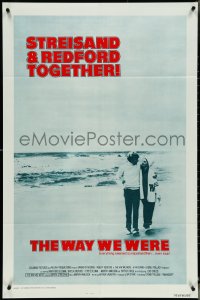 5b1363 WAY WE WERE int'l 1sh 1973 Barbra Streisand & Robert Redford walk on the beach!