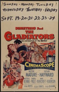 5b0337 DEMETRIUS & THE GLADIATORS WC 1954 art of Biblical Victor Mature & Susan Hayward, very rare!
