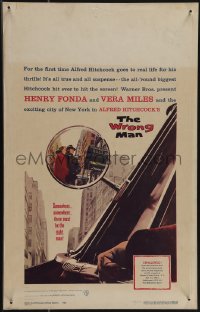 5b0393 WRONG MAN WC 1957 Henry Fonda, Vera Miles, Alfred Hitchcock, cool rear view mirror art!