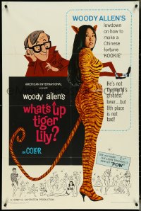 5b1368 WHAT'S UP TIGER LILY 1sh 1966 wacky Woody Allen Japanese spy spoof with dubbed dialog!