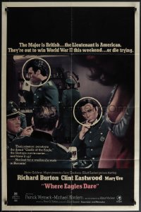 5b1369 WHERE EAGLES DARE style B 1sh 1968 Clint Eastwood, Richard Burton, completely different image!