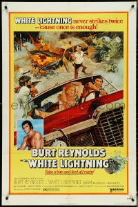 5b1371 WHITE LIGHTNING 1sh 1973 cool different art of moonshine bootlegger Burt Reynolds!