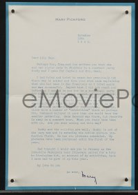5b0083 MARY PICKFORD signed letter 1945 telling her old friend and columnist the latest news!