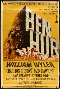5c0027 BEN-HUR 40x60 R1969 Charlton Heston, William Wyler classic religious epic, chariot art!