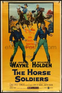 5c0030 HORSE SOLDIERS style Y 40x60 1959 Cavalrymen John Wayne & William Holden, Ford, ultra rare!