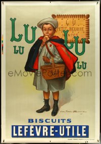 5c0016 LEFEVRE-UTILE 50x71 French advertising poster 1930s schoolboy eating biscuit, ultra rare!