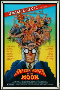 5c0543 AMAZON WOMEN ON THE MOON 1sh 1987 Joe Dante, cool wacky artwork of cast by William Stout!