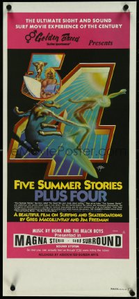 5c0124 FIVE SUMMER STORIES PLUS FOUR Aust daybill 1976 cool surfing artwork by Rick Griffin!