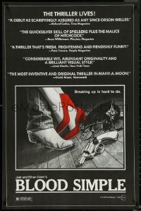 5c0566 BLOOD SIMPLE 24x37 1sh 1984 directed by Joel & Ethan Coen, cool film noir gun artwork!