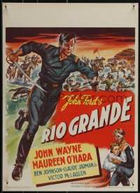 5c0350 RIO GRANDE Dutch 1952 artwork of John Wayne running with sword, directed by John Ford!
