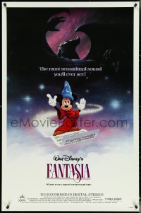5c0626 FANTASIA 1sh R1985 Mickey from Sorcerer's Apprentice & Chernabog from Night on Bald Mountain!