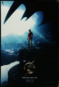 5c0641 FLASH teaser DS 1sh 2023 DC Comics, great image of Ezra Miller in the title role in batcave!