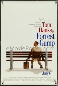 5c0645 FORREST GUMP int'l advance 1sh 1994 Tom Hanks sits on bench, Robert Zemeckis classic!
