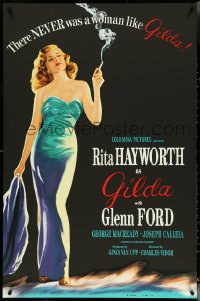 5c0219 GILDA S2 poster 2000 classic art of sexy smoking Rita Hayworth in sheath dress!