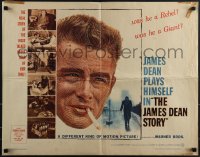 5c0503 JAMES DEAN STORY 1/2sh 1957 cool close up smoking artwork, was he a Rebel or a Giant?