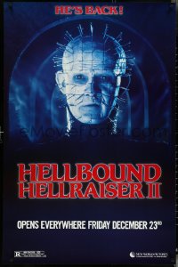 5c0679 HELLBOUND: HELLRAISER II teaser 1sh 1988 Clive Barker, close-up of Pinhead, he's back!