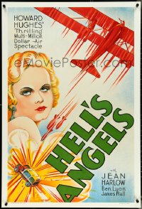 5c0220 HELL'S ANGELS S2 poster 2000 Howard Hughes WWI classic, art of sexy Jean Harlow!
