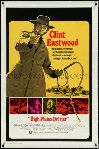 5c0681 HIGH PLAINS DRIFTER int'l 1sh 1973 Clint Eastwood w/ gun & whip, ultra rare unfolded version!