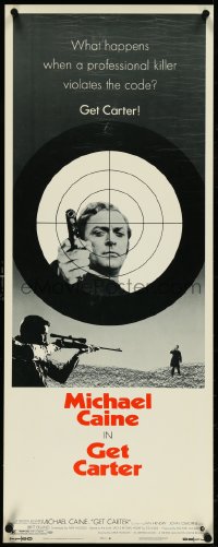 5c0415 GET CARTER insert 1971 cool different image of Michael Caine in sniper's sights!