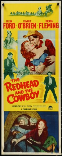 5c0433 REDHEAD & THE COWBOY insert 1951 romantic super close up of Glenn Ford & Rhonda Fleming!