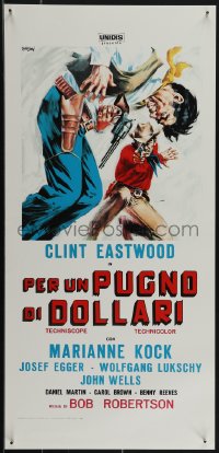 5c0355 FISTFUL OF DOLLARS Italian locandina R1970s different artwork of generic cowboy by Symeoni!