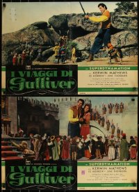 5c0323 3 WORLDS OF GULLIVER 5 Italian 18x27 pbustas 1960 Ray Harryhausen fantasy classic!